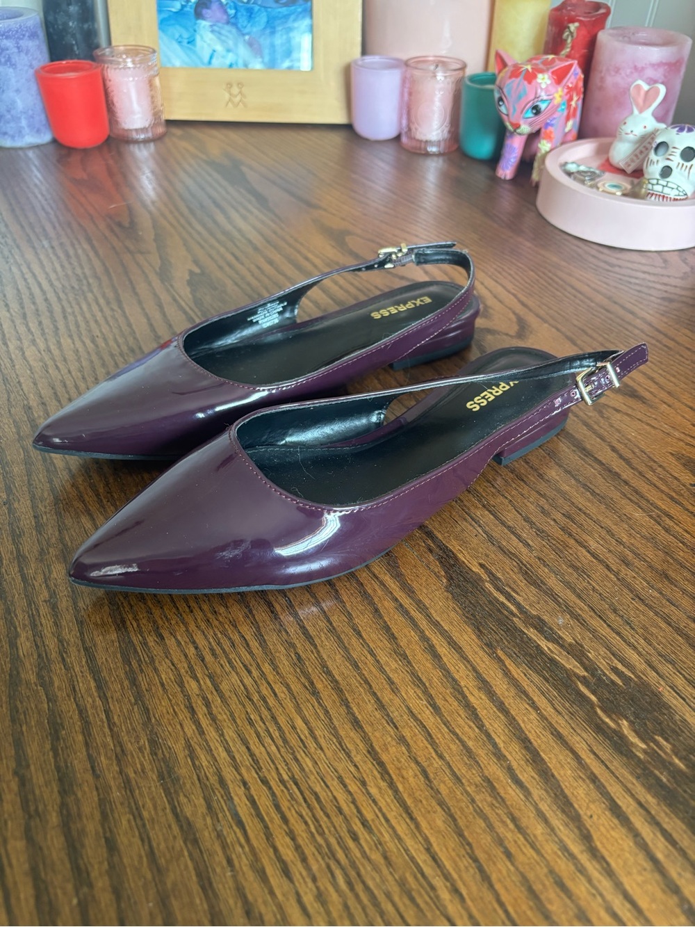 Plum Pointed Slingback Flats
